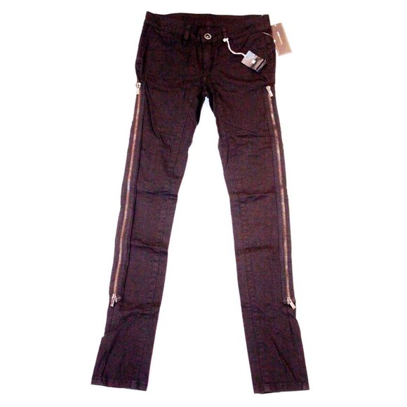 BCBG MAX AZRIA Paloma BLACK jeans ZIP EXTENTION Leg SLIM Skinny 5-Pocket 25